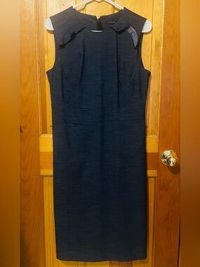 Ann Taylor Slate Blue Sleeveless Sheath Midi Dress